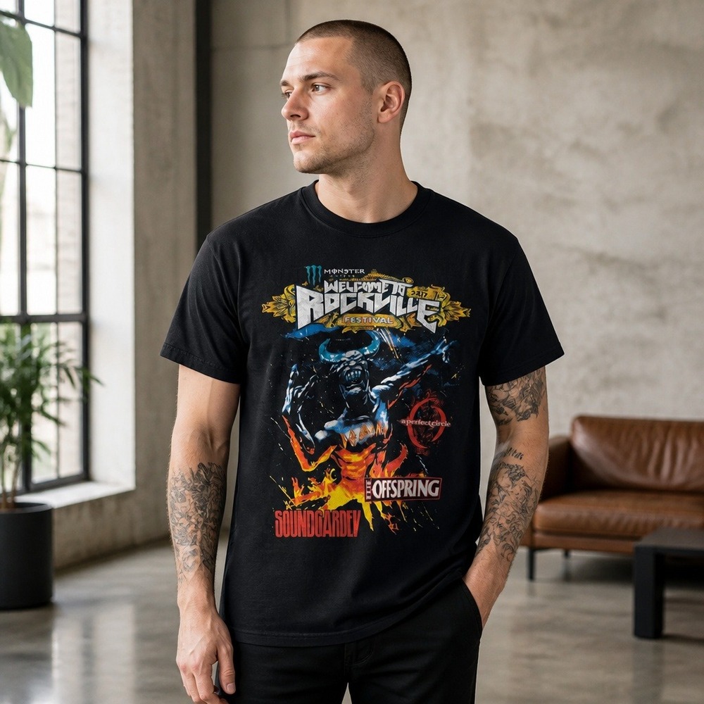 Gildan Mens Welcome to Rockville 2017 Festival T-Shirt Soundgarden Black Medium